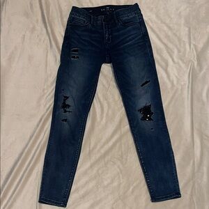 White House Black Market Dark Blue Distressed Skinny Jeans